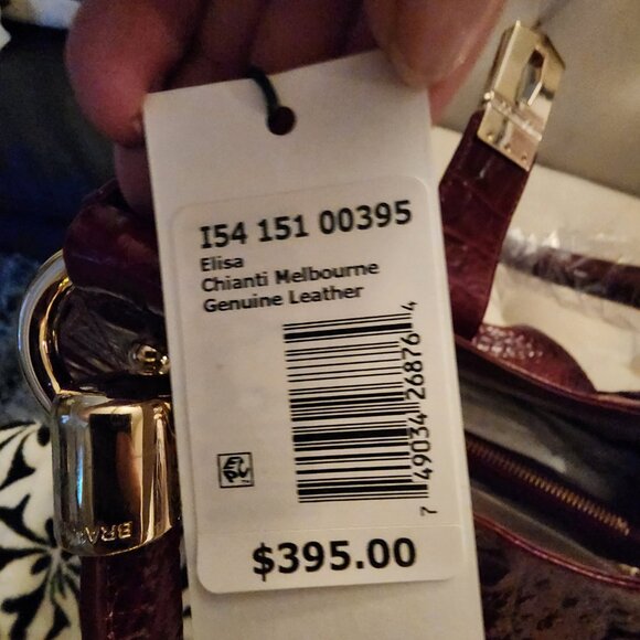 NWT Brahmin Elisa Chianti Melbourne Croc Embossed Leather - Burgundy - Picture 3 of 4